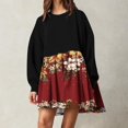 thumbnail image 1 of DecSea Women Oversized Patchwork Sweatshirt Dress Long Sleeve Drop Shoulder Crewneck Pleated Color Block Mini Dress, 1 of 5