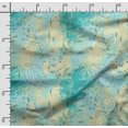 thumbnail image 2 of Soimoi Leaves Printed, Poly Canvas Fabric, Decor Sewing Fabric by The Yard 56 Inch Wide,Decorative Fabric for Curtains Tote Bags, Turquoise Blue, 2 of 5
