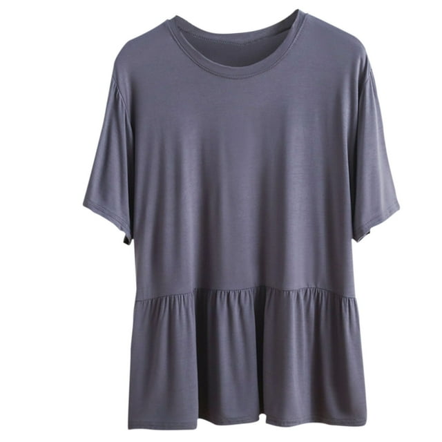 Yuyuzo Hauts de Pyjama pour Femmes à Manches Courtes Col Ras du Cou Haut Doux et Confortable Vêtements de Nuit Vêtements de Détente Vêtements d'Intérieur