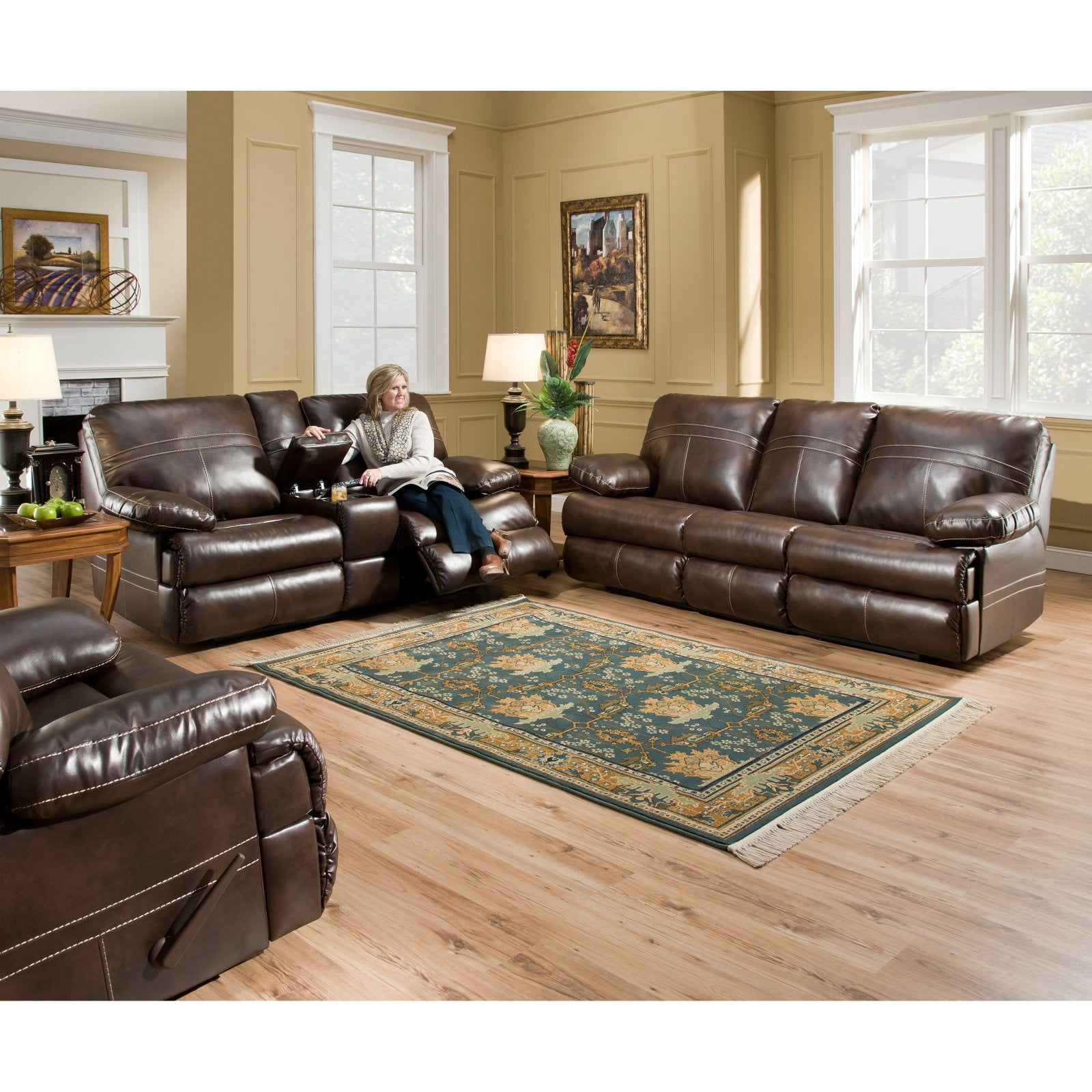 Simmons Editor Bonded Leather Sectional Sofa | Baci Living Room