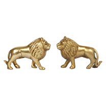 Brass World Brass Pair of Lion Statues Showpieces for Vastu Feng Shui Remedies Office Study Table.