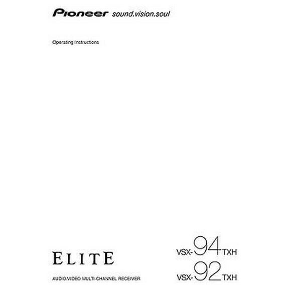 Instruction Manual ONLY for Pioneer VSX-94TXH Receiver Owners Manual REPRINT