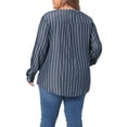 thumbnail image 3 of Agnes Orinda Plus Size Shirts for Women Long Sleeve Button Down Shirt Tops Blouse 1X Black Blue, 3 of 5