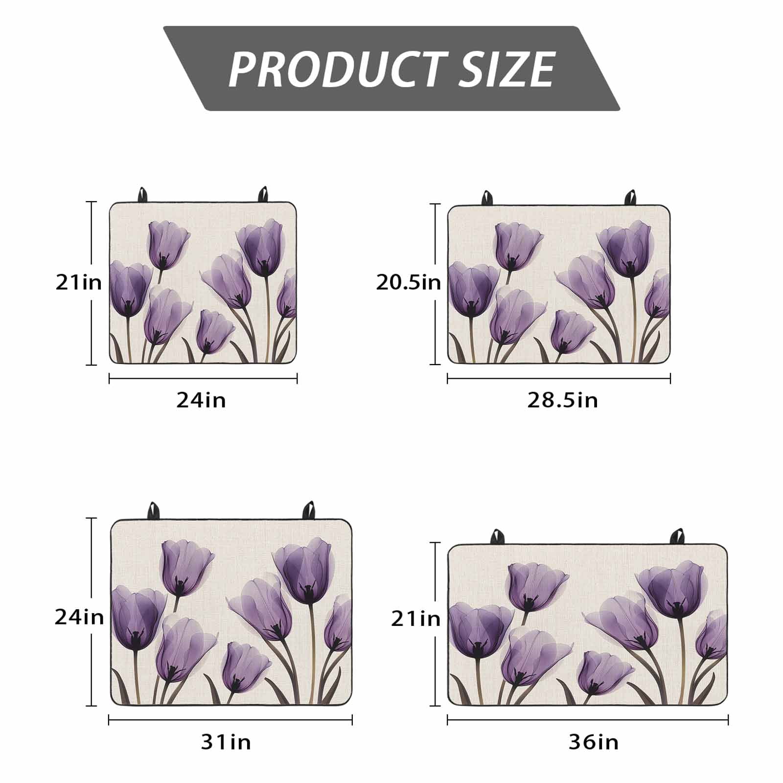 Purple Tulip Flower Stove Top Cover for Electric Stove, Heat-proof & Non Slip Glass Top Stove Cover Protector, Aesthetics Farmhouse Floral Plant Kitchen Flat Cooktop Rubber Mat 24x21 Inches