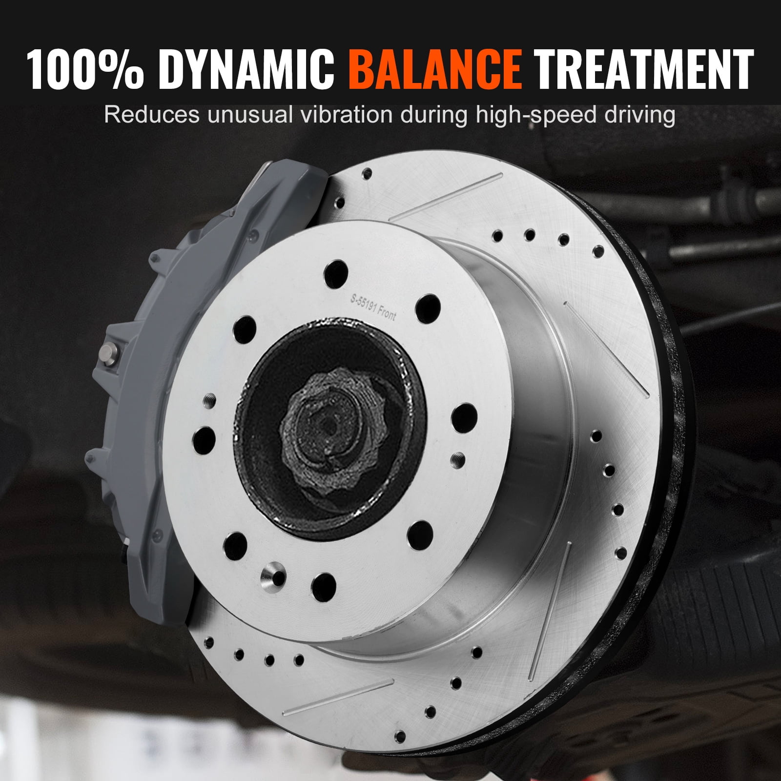 KFFKFF Front Brake Upgrade for 2011-2019 Chevy Silverado GMC Sierra 2500 3500 HD, Includes 14" Drilled & Slotted Rotors with Ceramic Pads, Enhances Braking Performance
