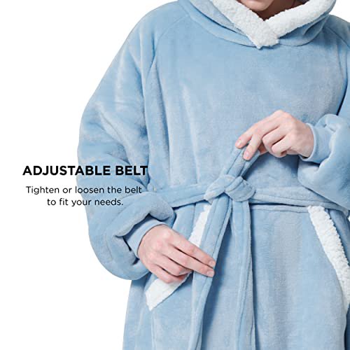 Bedsure Ovesized Wearable Blanket Hoodie, Long Sherpa Fleece Blanket  Sweatshirt, with Warm Big Hood, Side Split and Belt, Dream Blue, Oversize -  Walmart.com