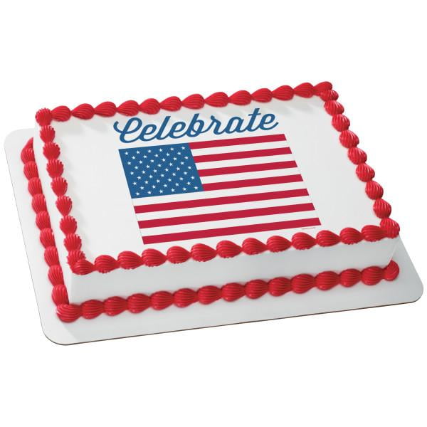 UNITED STATES OF AMERICA FLAG EDIBLE WAFER & ICING PERSONALISED CAKE TOPPERS USA