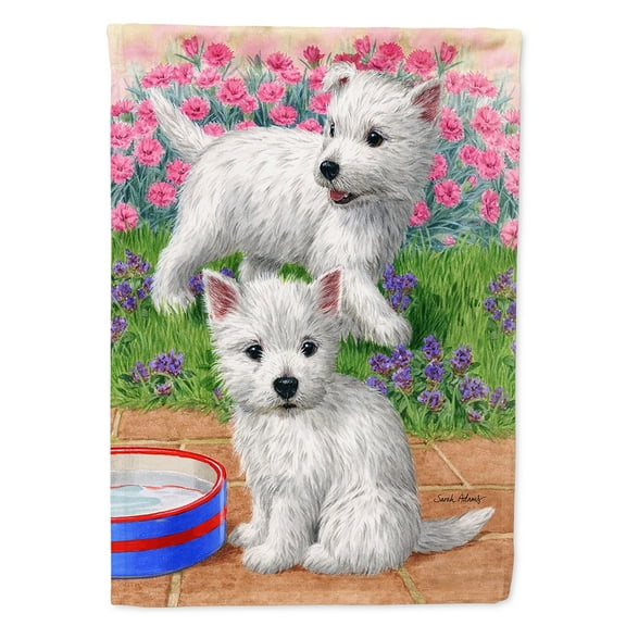 Carolines Treasures ASA2117CHF Westie Pups Flag Canvas House Size  Large multicolor