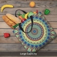 thumbnail image 6 of Naloa Round Mandala1 Tote Bag for Women, Foldable Tote Bag With Zipper, Large Shoulder Bag, Top Handle Handbag for Travel, Work, Shopping, 6 of 9