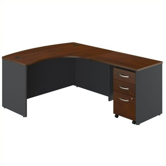 Bush B Series C 3 Piece Right Hand Bow Front Desk Set In Hansen Bush B Series C 3 Piece Right Hand Bow Front Desk Set In Hansen