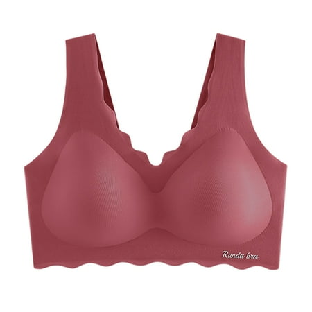 

Women s Ice Silk Traceless Gathering Anti Sagging Traceless Sling Collar Wrap BraNo Steel Ring Bra