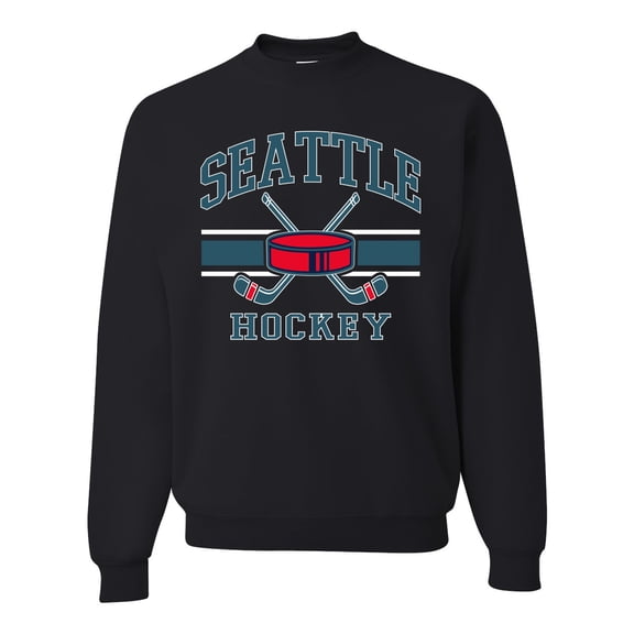 Wild Bobby City of Seattle Hockey Fantasy Fan Sports Unisex Crewneck Sweatshirt, Black, Small