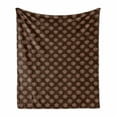 thumbnail image 1 of Chocolate Brown Soft Flannel Fleece Throw Blanket, Persian Inspirited Oriental Lotus Motif Bicolour Pattern Print, Cozy Plush for Indoor and Outdoor Use, 60" x 80", Chocolate and Peach, by Ambesonne, 1 of 6