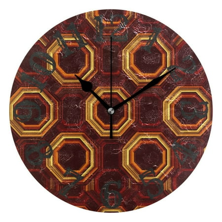 Horseshoe Octagonal Wall Clock 10 inch Non-Ticking Easy to Read Decorative Clocks for Home Bedroom Living Room