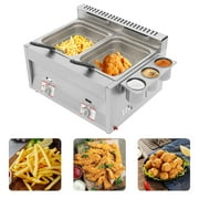 Wuzstar Commercial Deep Fryer Countertop Gas Dual Tank Kitchen Fat Fryer with Basket and Lid