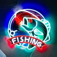 thumbnail image 6 of Y YUNHSOM Fishing Neon Sign Fish Neon Light for Wall Decor,Dimmable LED Fishing Hook Lights with USB Powered Fishing Decor for Fishing Gear Store Boy Gifts, 6 of 9