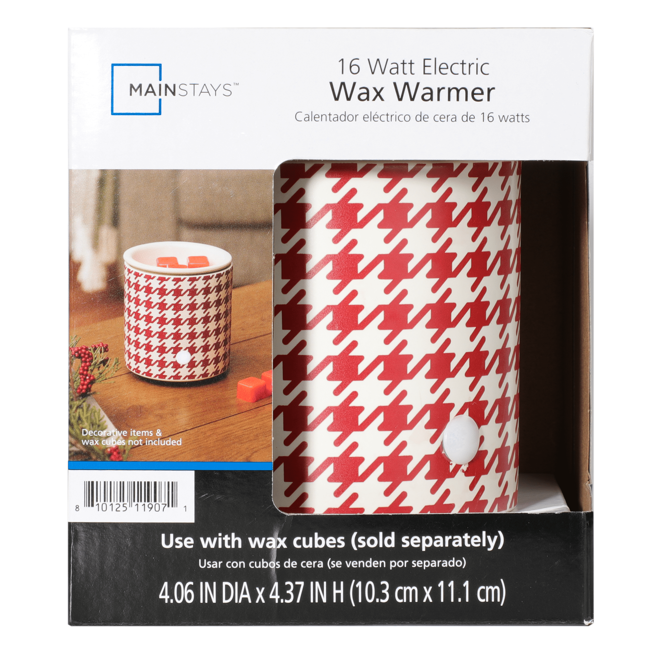 Mainstays Red Houndstooth Full Size Ceramic Fragrance Wax Melt Warmer