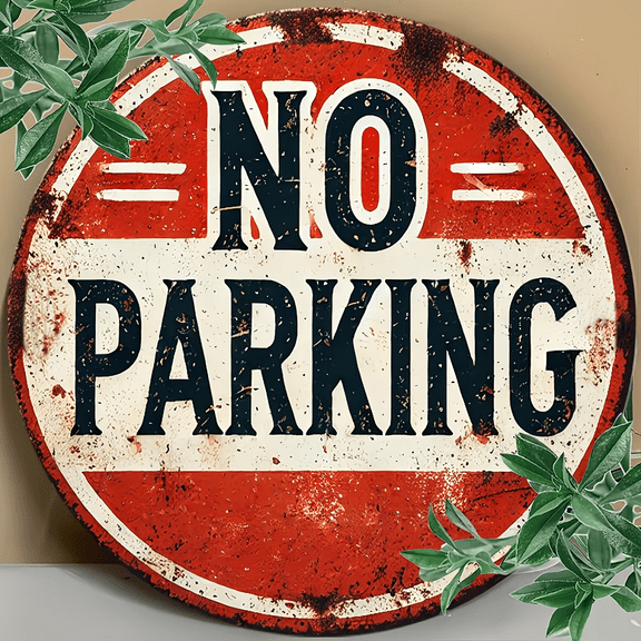 1 Vintage Aluminum No Parking Sign, with Symbol, UV Resistant, Weatherproof, Waterproof, Durable Ink, Easy to Install 8X8 Inches