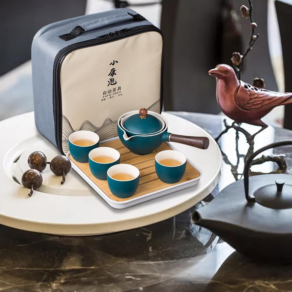 Black Pottery Portable Travel Kung Fu Tea Set Teapot Tea Tray Tea