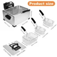 thumbnail image 3 of 5.3Qt 2500W 304 Stainless Steel Electric Deep Fryer with 3 Baskets Temperature Control Commercial Grade for Home and Party Use, 3 of 7