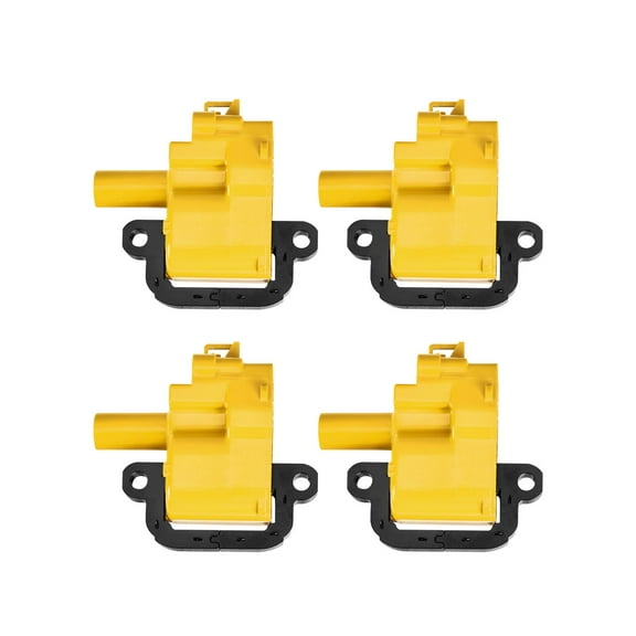 Set of 4 Yellow Color Ignition Coils Compatible with 2001 2002 Chevrolet Silverado 2500 HD 8.1L V8 Replacement for UF192 C1144