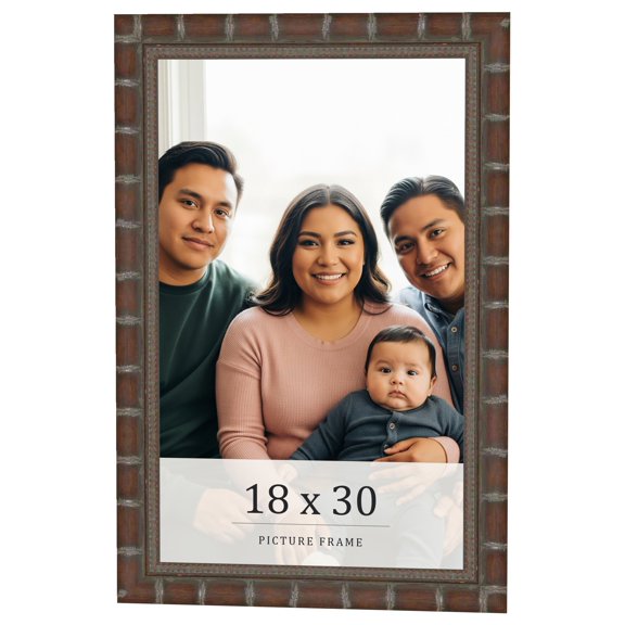 18x30 Dark Brown Bamboo Real Wood Picture Frame Width 1.5 inches | Interior Frame Depth 0.5 inches