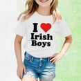 thumbnail image 2 of ChaoLingNeng Kids St Patricks Day Funny Shamrock Cute Graphic Print Green Funny T Shirts Classic Fit Funny Tees Casual Toddler Funny Irish Clothes, 2 of 4