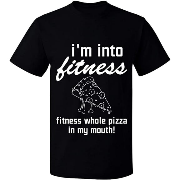 Unisex T-Shirt, Whole Pizza In My Mouth, Slim Fit, Short Sleeve Sweater - Black Small