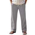 thumbnail image 3 of Men’s Loose Straight Cotton Linen Pants Breathable Summer Casual Bottoms, 3 of 9
