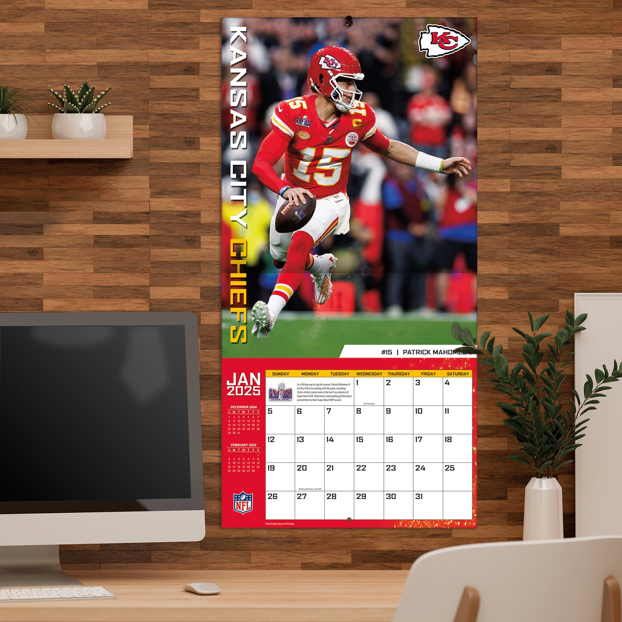 2025 12X12 TEAM WALL CALENDAR, KANSAS CITY CHIEFS