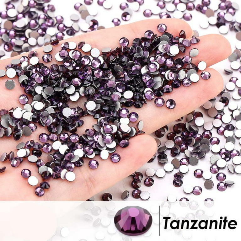 Feildoo 1440 Pieces Flat Crystal Rhinestone Glue Fixed Round Stones Glass  Nails Diamonds For Crafts Nails Clothes Shoes Bags Diy Art,Crystal Purple 