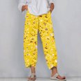 thumbnail image 2 of VERUGU Capri Pants for Women Summer Comfortable Fashionable Printed Loose Casual Cropped Pants with Pockets Yellow 4XL, 2 of 5