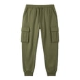 thumbnail image 5 of Men's Fleece Multi Pocket Sweatpants Loose Fit Cuffed Ankle Casual Joggers with Drawstring Elastic Waist Solid Color Lounge Trousers for Winter, 5 of 7