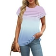 thumbnail image 6 of Annhoo Womens Tops Casual Short Sleeve Multicolor Tunic Blouse Striped Crew Neck Summer Dressy Clothes Basic T-Shirts, 6 of 8