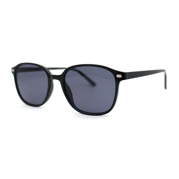 Elegant Thin Plastic Rounded Rectangle Gentlemens Sunglasses All Black