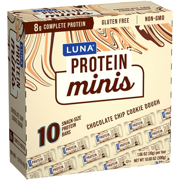 Luna Protein Minis Gluten Free Protein Bars Chocolate Chip Cookie