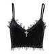 thumbnail image 1 of Top corto gótico de mujer camisola de encaje con tirantes finos corsé Negro jinwen  Crop Tops chaleco camisola, 1 of 8