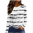 thumbnail image 2 of HongQid Womens Crewneck Long Sleeve Tops Casual Striped Tops Fall Tshirts Shirts, 2 of 5