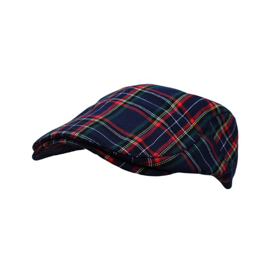 WITHMOONS Newsboy Flat Cap Tartan Check Plaid Outdoors Beret Hat YZ30078 (Navy)