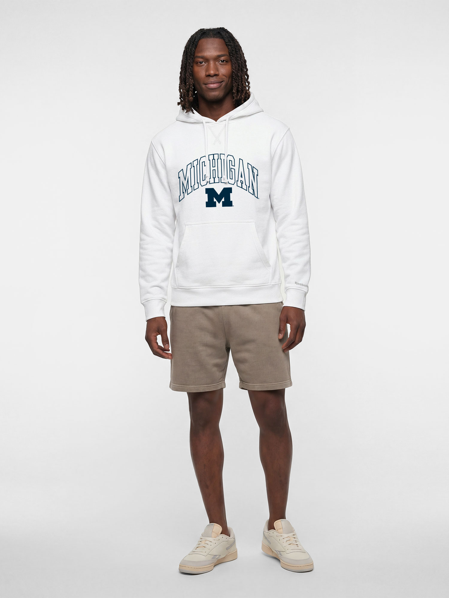 Michigan Wolverines Reebok Mens White Hooded Sweatshirt