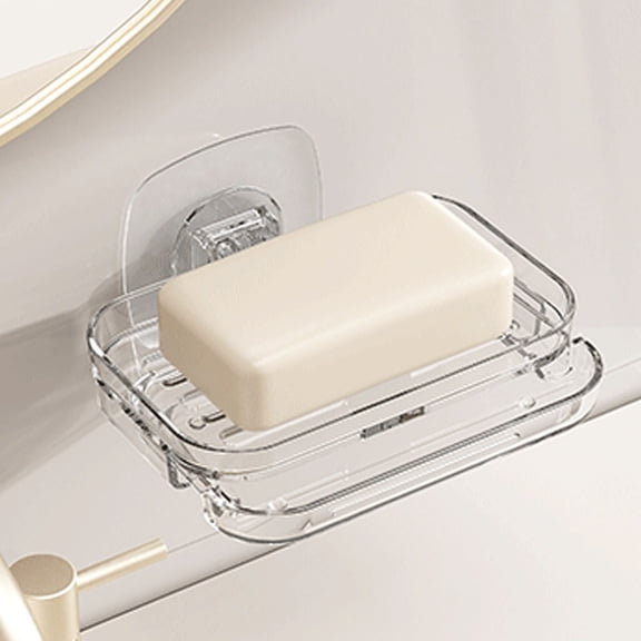 Noothes Shower Soap Dish, Acrylic Adhesive Draining Soap Holder No Drilling Required, Strong Adhesive Suction Soap Dish for Shower Wall, RV Bathroom Kitchen Storage