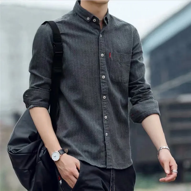 Camisa informal de manga larga para hombre, estilo informal, a cuadros finos, para primavera y verano, estilo coreano, para trabajo y negocios