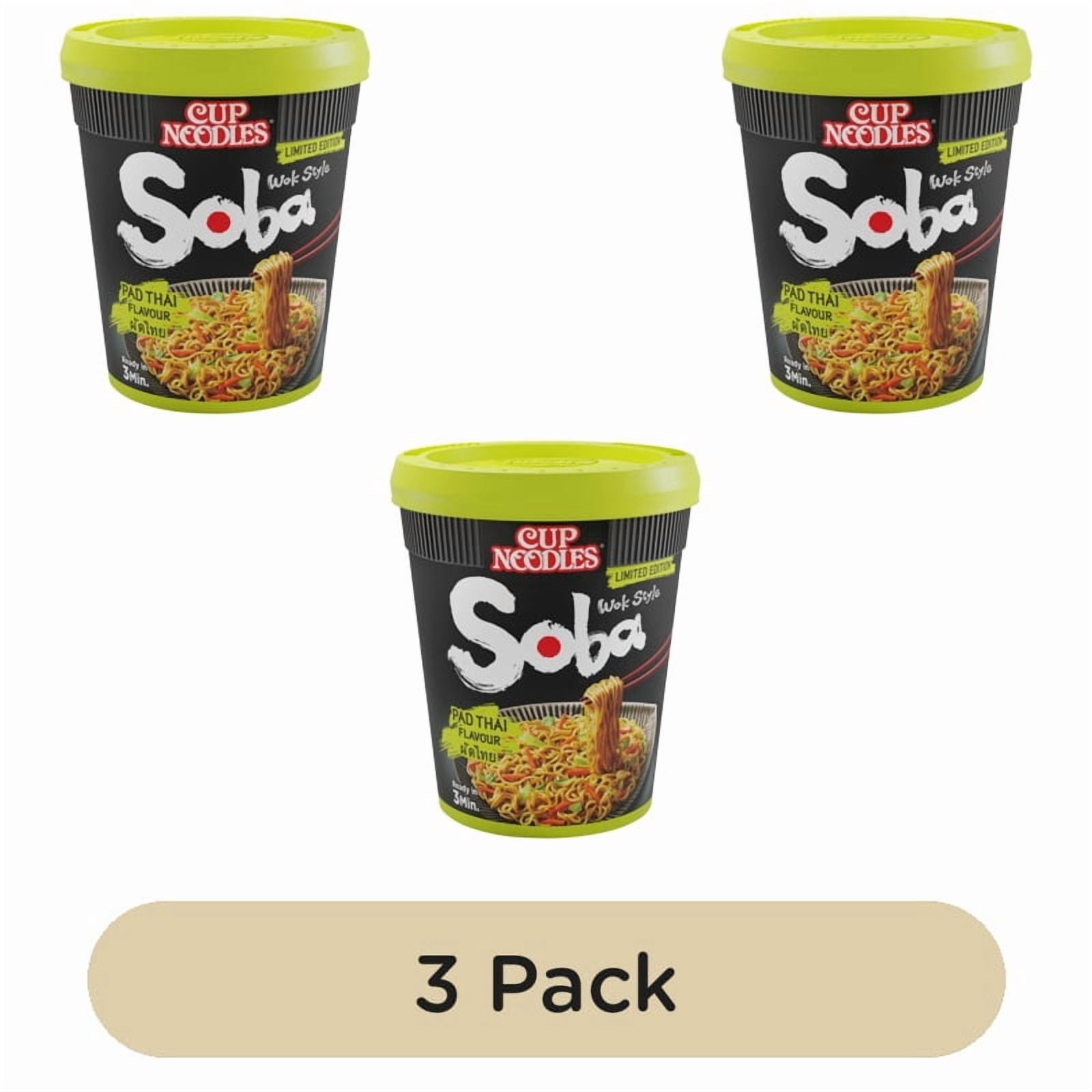 Nissin Soba Pad Thai Instant Wok Style Noodles Pot 90g, British Import (Pack of 3)
