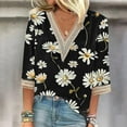 thumbnail image 2 of BangWanChi 3/4 Length Sleeve Womens Tops Plus Size Fashion Women's Summer V-Neck 3/4 Sleeve Lace Print Casual T-Shirt Blouse, 2 of 5