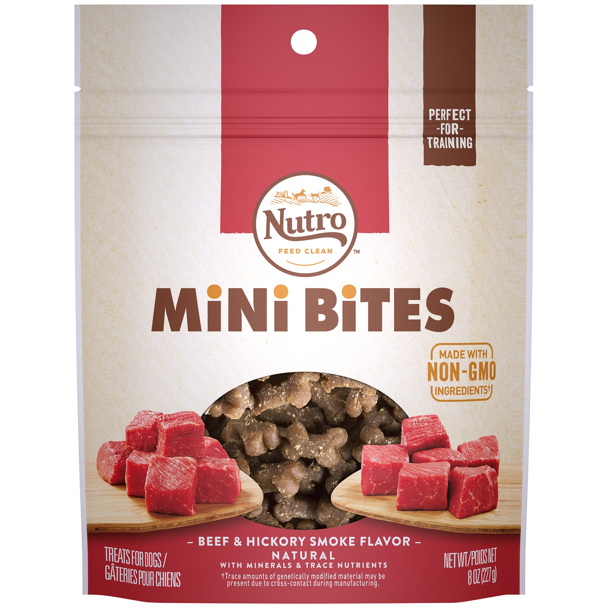 NUTRO Mini Bites Dog Treats Beef & Hickory Smoke Flavor, 8 oz. Bag
