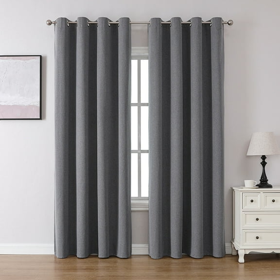 XmhyTop Dark Gray Window Drapes, 132*214cm 1 slice , Linen fabric Curtains with Punching holes,Easy to Install - Premium Linen Blackout Curtains Long for Bedroom & Living Room Decor
