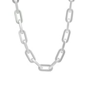 Mens Silver-Tone Stainless Steel Oval Link Chain Necklace