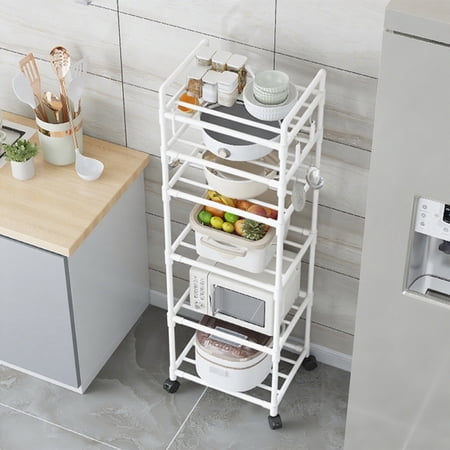 6-Tier Rolling Kitchen Storage Cart - Mobile Organizer Unit for Pantry Bathroom and Multi-Room Household Supplies Organization