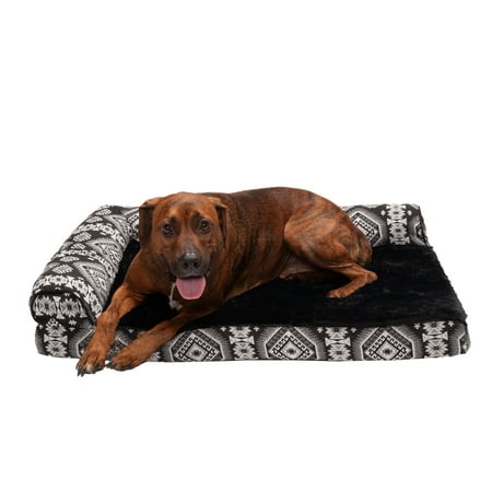UPC: 0842229122930 | FurHaven Pet Products Southwest Kilim Deluxe Chaise Lounge Cooling Gel Memory Foam Sofa-Style Pet Bed for Dogs & Cats – Black Medallion Large