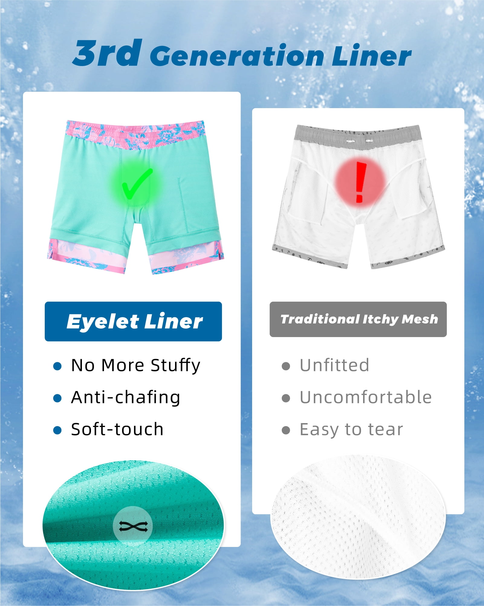 SURF CUZ Mens Swim Trunks with Compression Liner Quick Dry Swim Shorts 7" Swimming Trunks Stretch Bathing Suit Boardshorts Zipper Pockets Pink Blue Turtles Large